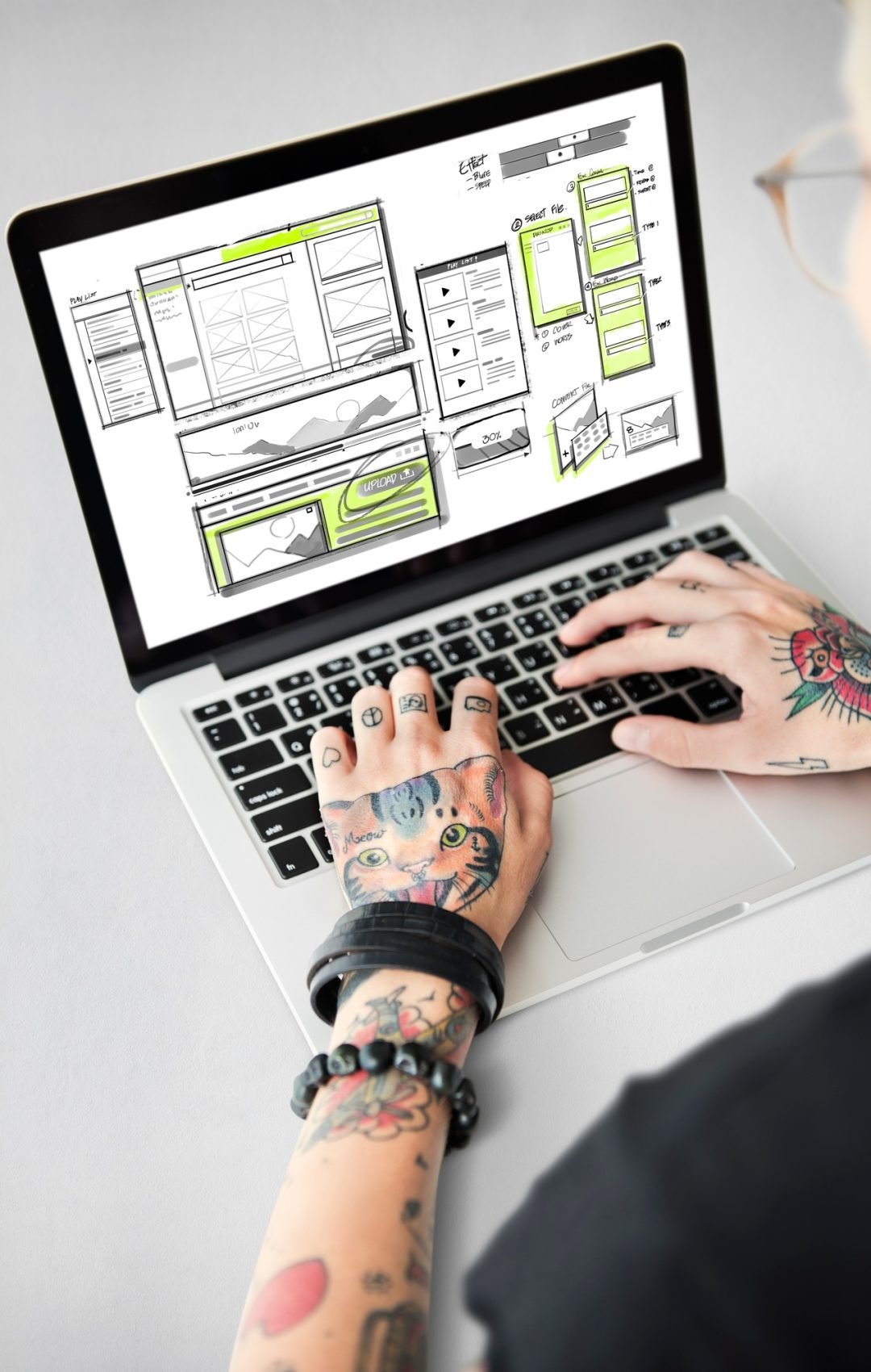 Website development layout sketch drawing